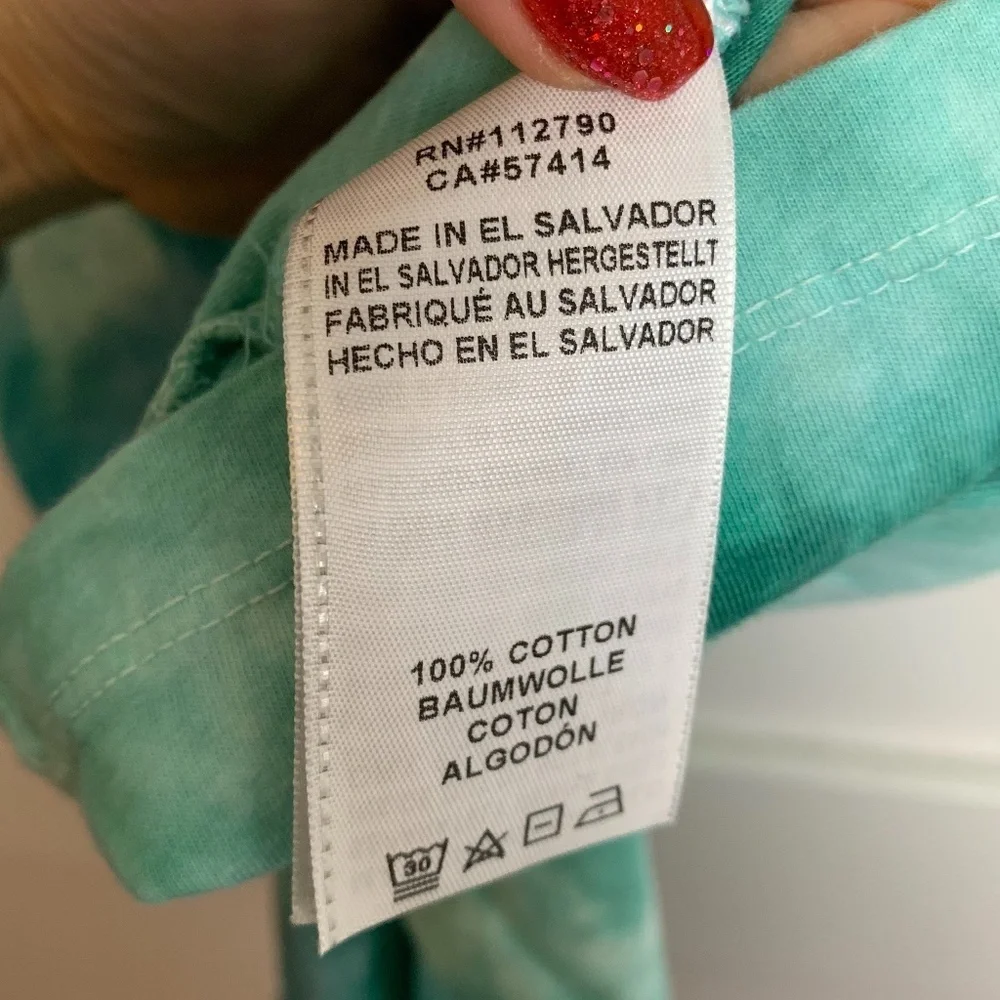 True Religion Green Tie-Dye Classic V-Neck Short Sleeve Shirt